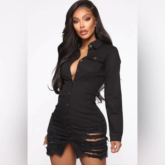 Fashion nova button dress hotsell